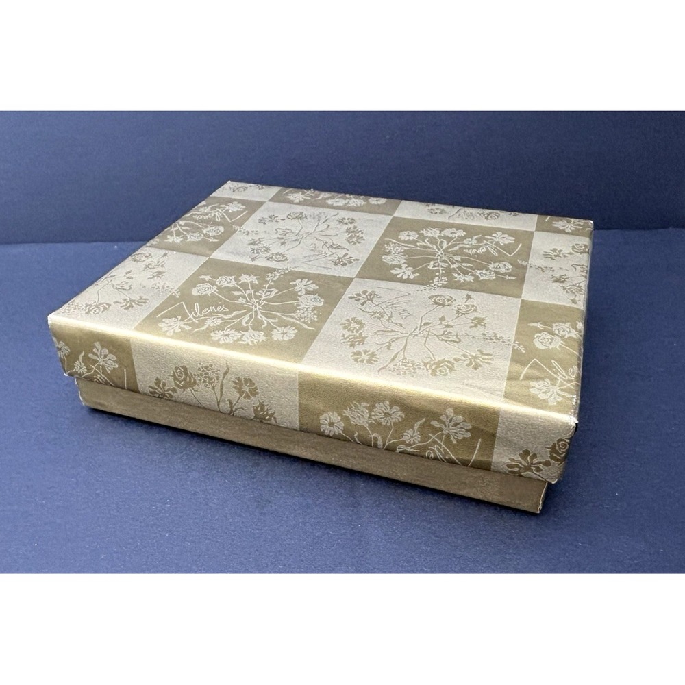 Vintage department store gift box Filene's Boston gold 1960's 1970's wallet size